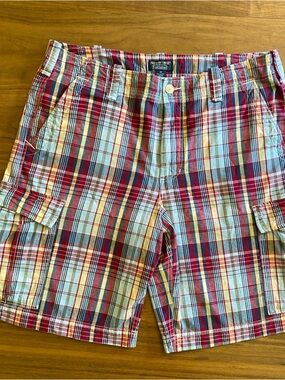 Polo by Ralph Lauren Red Blue Plaid Cargo Shorts